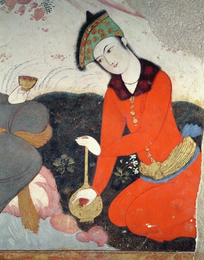 Courtier at the Court of Shah Abbas I (detail) by Persian School